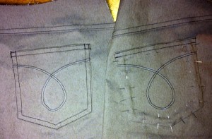sewing on the back pockets