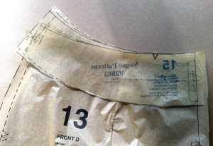 front facing pattern overlaid on skirt front