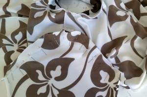 pinning the sleeve cap to the armhole edge