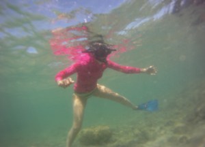 snorkelling in a rash vest in hawaii