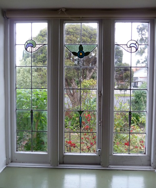 leadlight window in main bedroom - original condition
