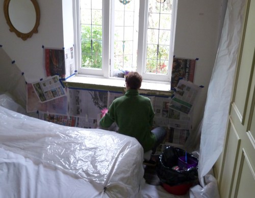 masked walls in main bedroom