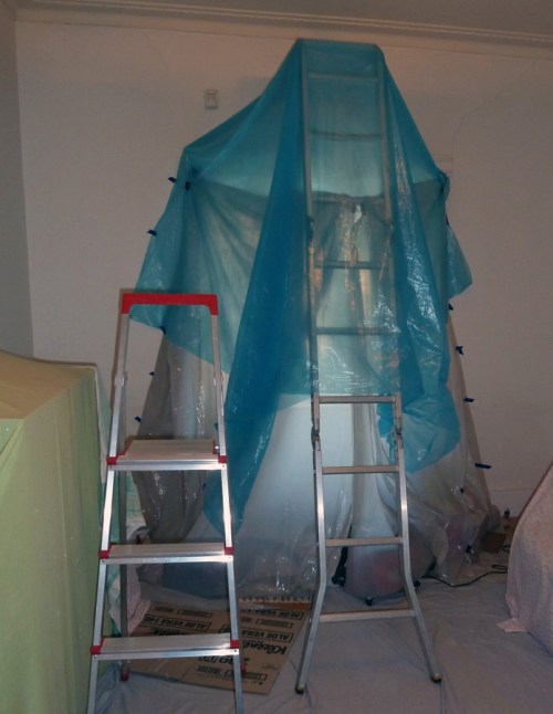 sanding prep work in loungeroom