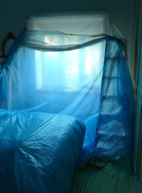 sanding prep work in main bedroom