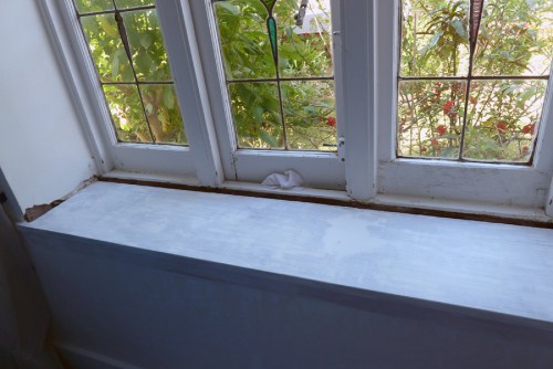 undercoat applied to ledge