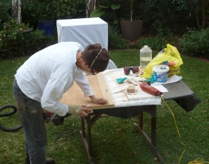 sanding cupboard door