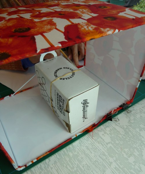 lampshade - using a weight on the glued join line