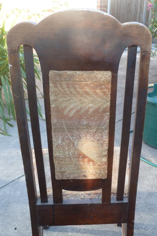 original upholstery on rear of backrest