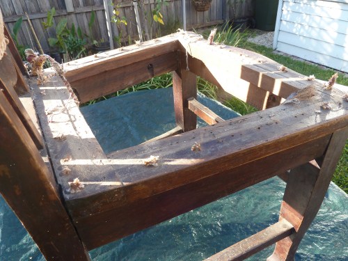 seat frame after removing upholstery