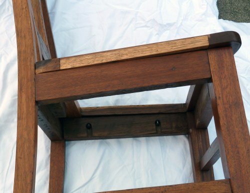 side view of restored chair not upholstered