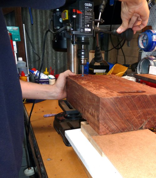 using vertical drill for carriage bolt holes