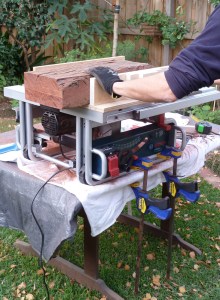 cross-cutting using table saw jig